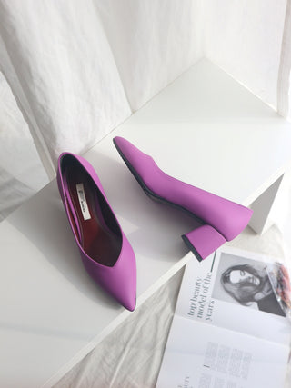 Buy purple Handmade 5cm Block Heels Pump Shoes for Women