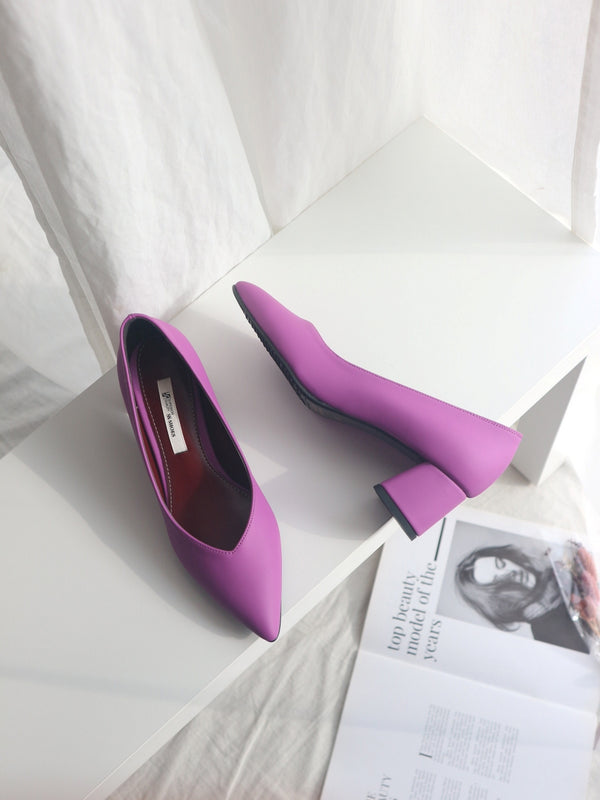Handmade 5cm Block Heels Pump Shoes for Women