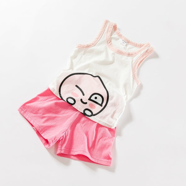 Big Face Sleeveless Shirt and Pants Set _ Apeach